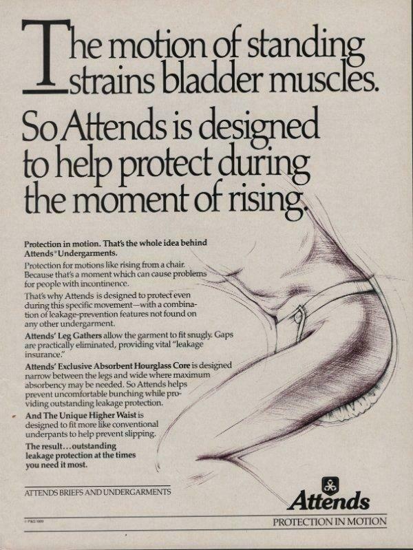 Old Attends Undergarments advert from 1989

