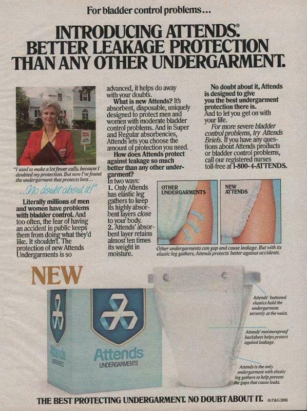 Old Attends Undergarments advert from 1986
