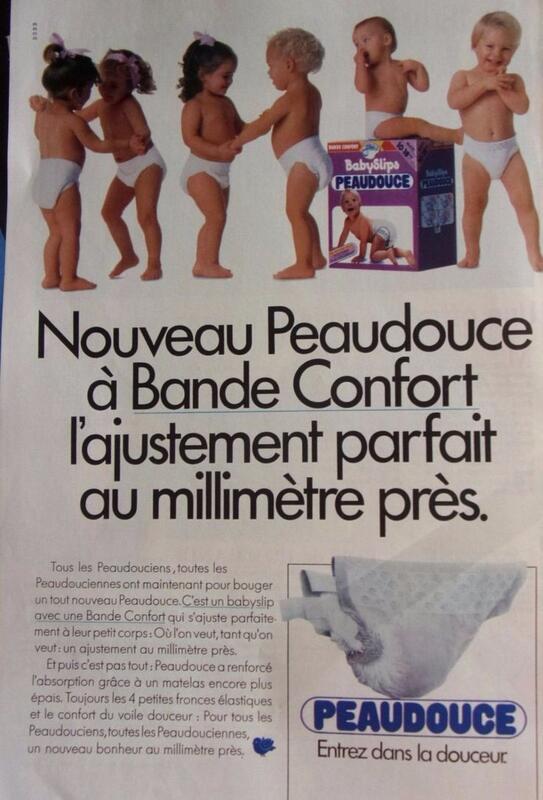 Libero Peaudouce Babyslips with Comfort Landing Strip - Old printed ad from 1985
