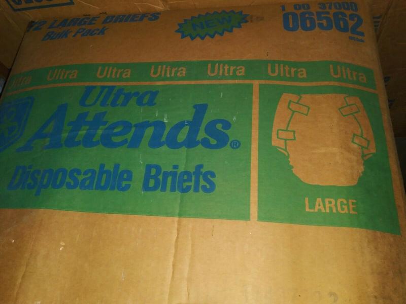 Ultra Attends Plus Wrap-Around Disposable Briefs - Maximum Absorbency - Large (fits 45'' to 58'' hips) - Bulk Pack - 72pcs - 2
