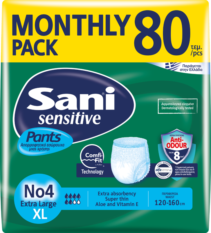 Sani Sensitive Pants - No4 XL - Monthly Pack - 80pcs

