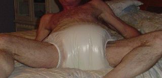 thick white diapers and plastic
love those thick diapers and plastic pants
