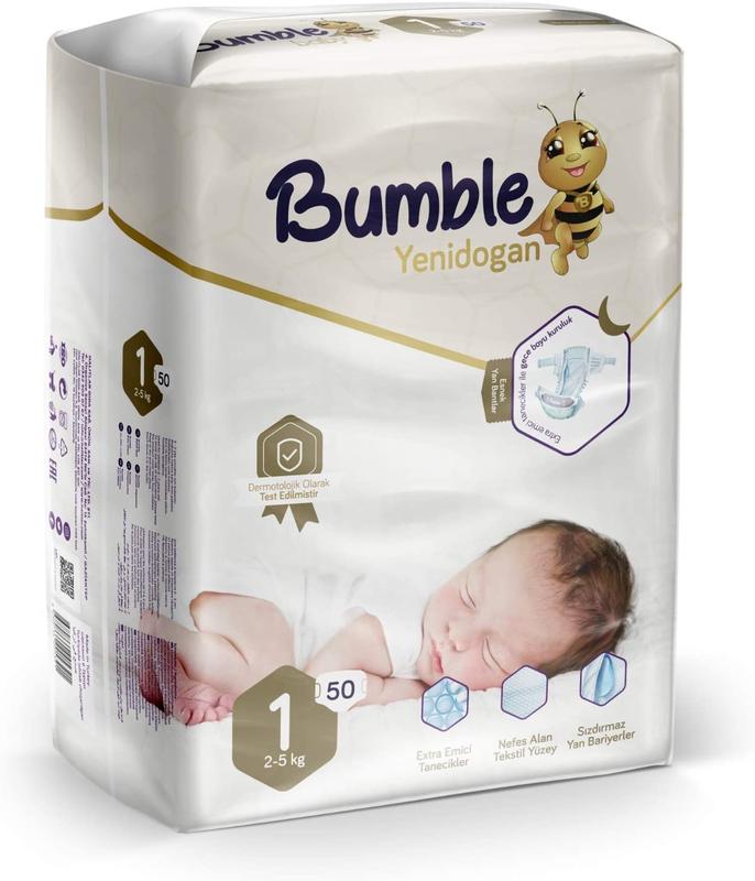 Bumble Baby Diapers - No1 - Newborn - 2-5kg - 4-11lbs - 50pcs
