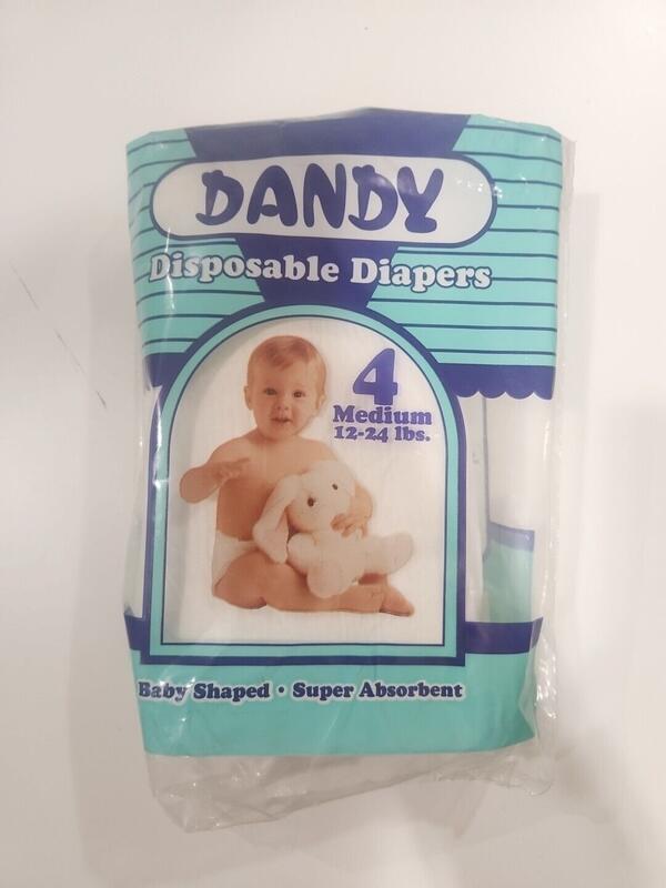 Dandy Plastic Backed Disposable Nappies - Unisex - No4 - Large - 10-16kg - 22-35lbs - 4pcs - 20
