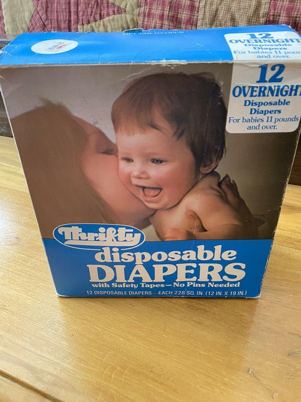 Thrifty Disposable Baby Diapers - No4 - Overnight - fits babies to 11 pounds and over - 12pcs - 1
