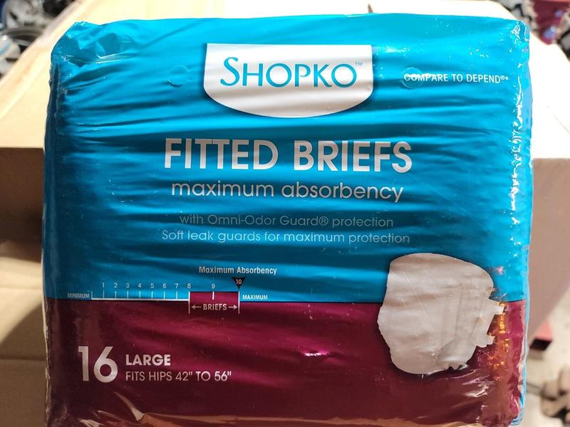 SHOPKO Adult Incontinence Fitted Disposable Briefs - No3 - Large - Maximum Absorbency - fits hips 42'' to 56'' - 16pcs - 4
