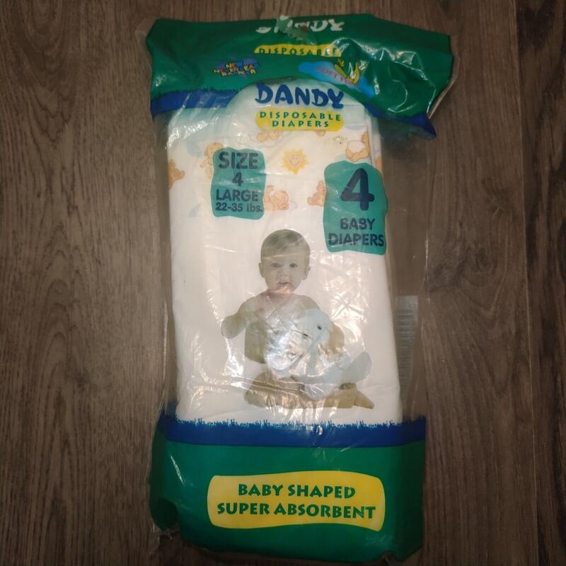 Dandy Plastic Backed Disposable Nappies - Unisex - No4 - Large - 10-16kg - 22-35lbs - 4pcs - 16
