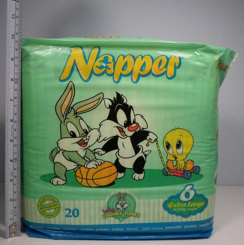 Napper Baby Looney Tunes Disposable Open Nappies - No6 - Extra Large - 16-30kg - 35-66lbs - 20pcs - 2
