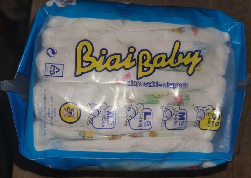 Biai Baby Disposable Plastic Nappies - No1 - Mini - 3-6kg - 5pcs - 10
