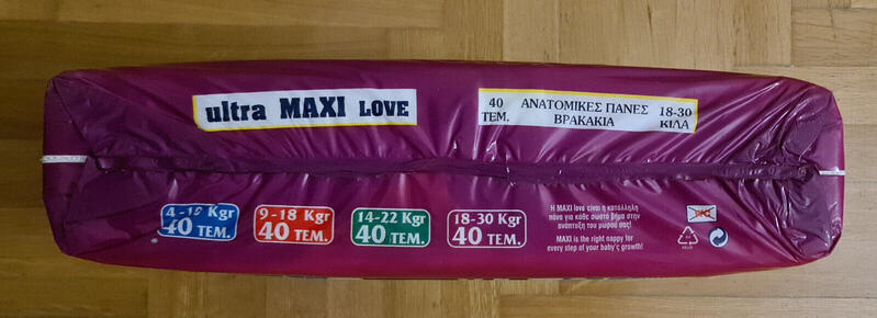 Ultra Baby Love Plastic Disposable Nappies - No4 - Maxi Plus - 18-30kg - 39-66lbs - 40pcs - 3
