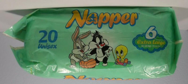 Napper Baby Looney Tunes Disposable Open Nappies - No6 - Extra Large - 16-30kg - 35-66lbs - 20pcs - 6
