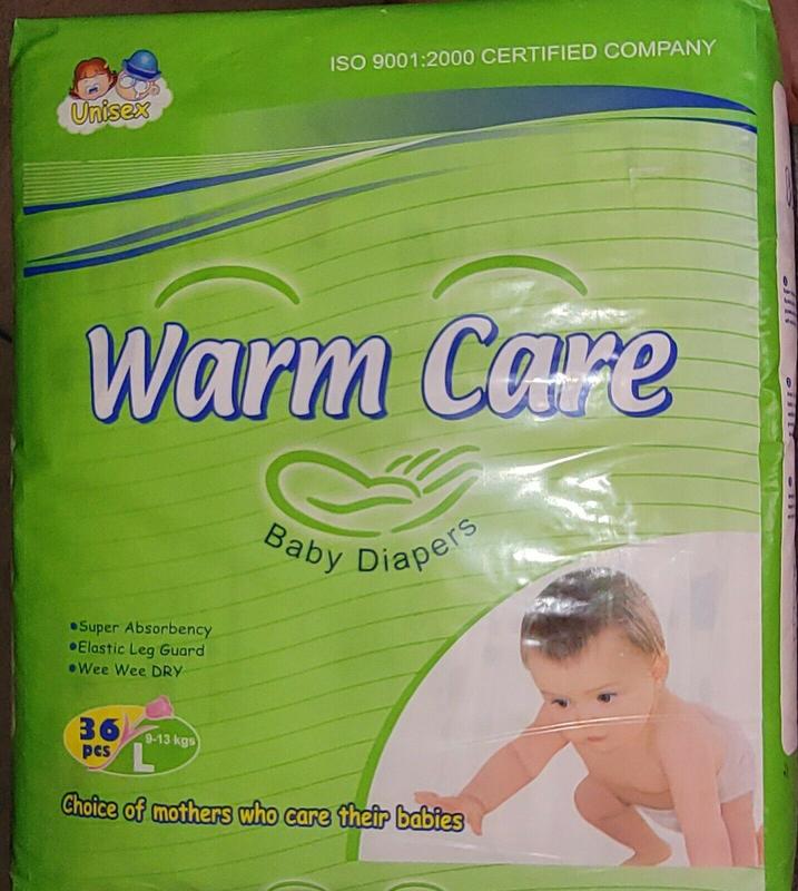 Warm Care Disposable Plastic Nappies - No5 - Large - 9-13kg - 36pcs - 6
