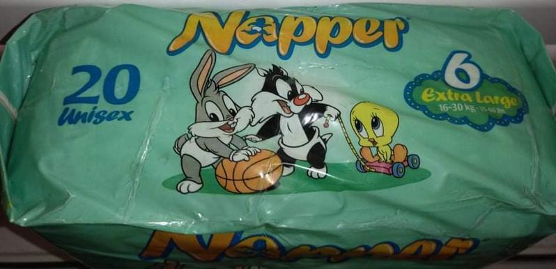 Napper Baby Looney Tunes Disposable Open Nappies - No6 - Extra Large - 16-30kg - 35-66lbs - 20pcs - 20
