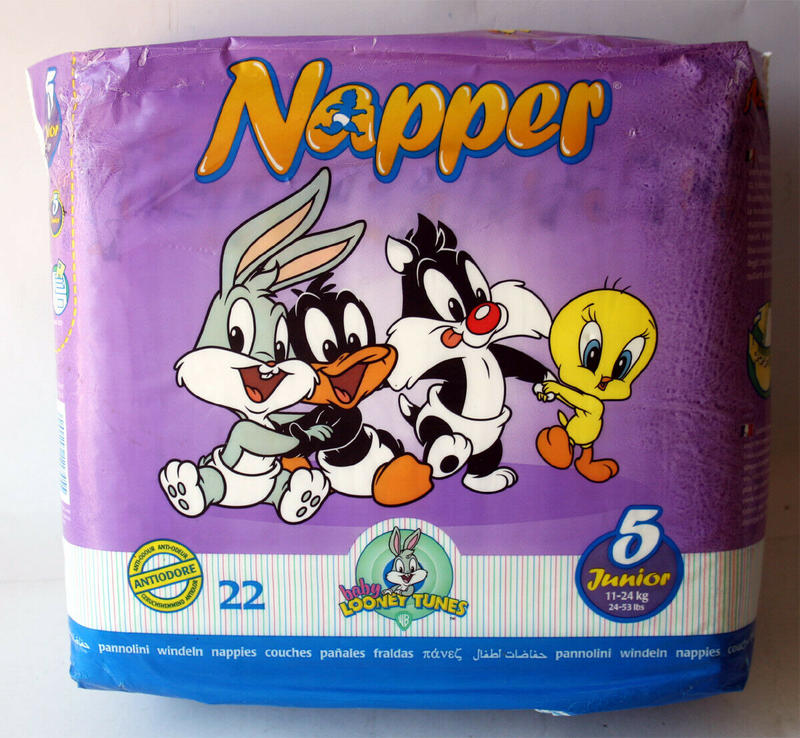 Napper Baby Looney Tunes Disposable Open Nappies - No5 - Junior - 11-24kg -24-53lbs - 22pcs - 1
