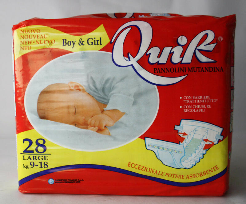 Quik Unisex Disposable Baby Diapers - Large - 9-18kg -20-40lbs - 28pcs - 1
