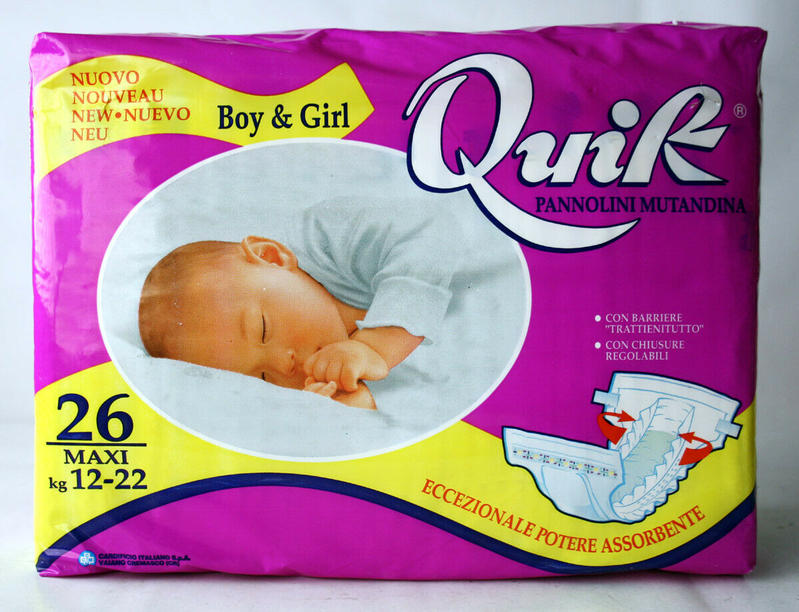 Quik Unisex Disposable Baby Diapers - Maxi - 12-22kg -26-48lbs - 26pcs - 1
